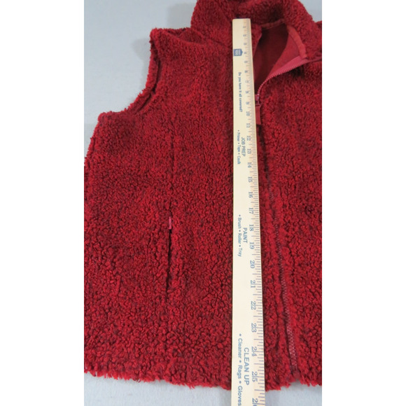 Y2K Cabela's Vintage Sherpa Deep Pile Shaggy Fleece Red Vest Women's Lg EUC - Picture 3 of 7